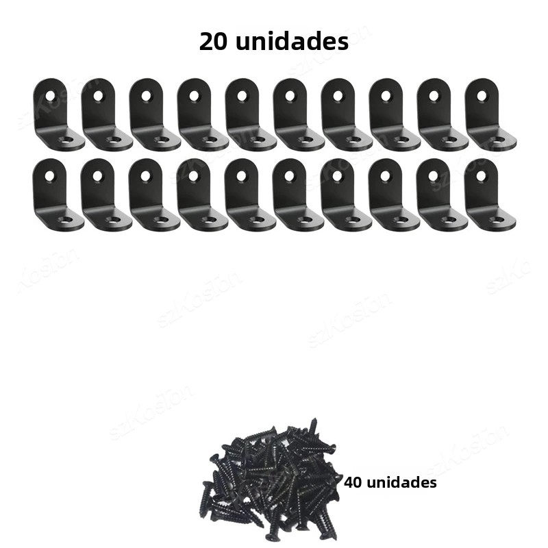 TK 10~50PCS Bracket De Acero Inoxidable Largo En Ángulo Recto Para Muebles De Madera DIY Con Tornillos Soporte De Esquina Negro