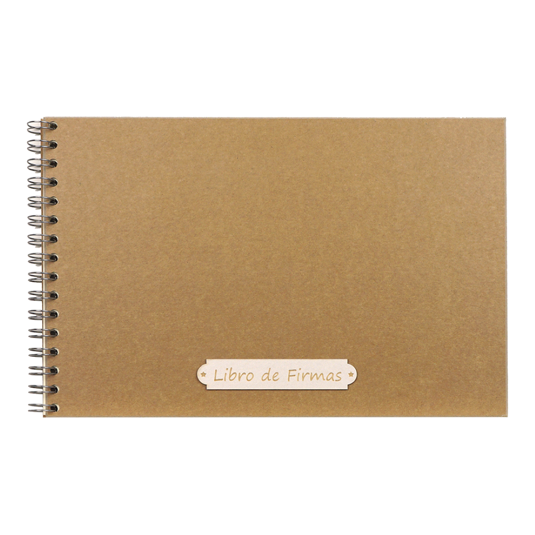 Demark - Libro de Firmas Kraft "Natur" 30x20 cm - Álbum Wire-o con Hojas Crema - Ideal para Bodas Rústicas, Comuniones y Fotomatón - 10, 20 o 30 Hojas - Modelo 6051