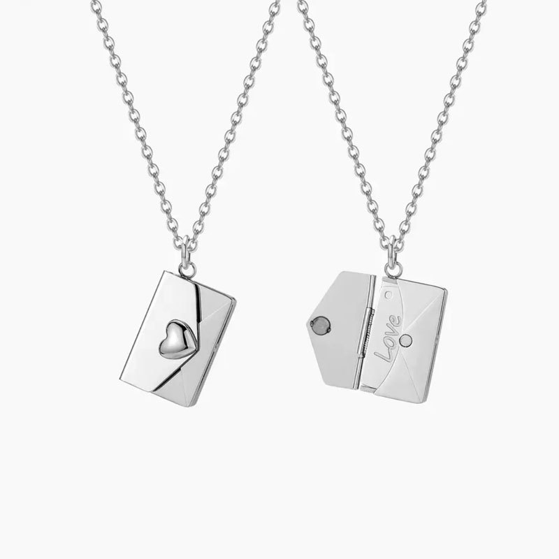 Collar sobre con letra de amor para mujer: libro de corazón de acero inoxidable, joyería con medallón abierto, joyería para el día de la madre, regalos para el día de San Valentín para mamá
