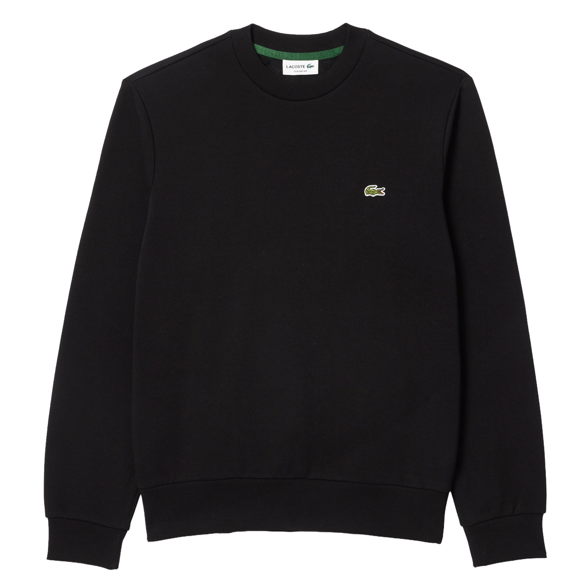 LACOSTE Sudadera para hombre, cuello redondo, forro polar, corte clásico, logotipo, mezcla de algodón