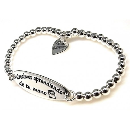 Pulsera Para Profesora Con Bolas De Plata