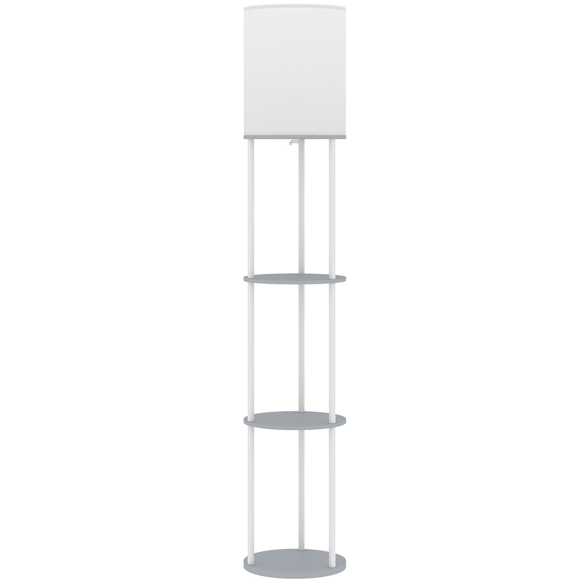 HOMCOM Lámpara de Pie con Estantes, Lámpara con 3 Temperaturas de Color, Control Remoto, para Salón, Dormitorio, Oficina, Gris