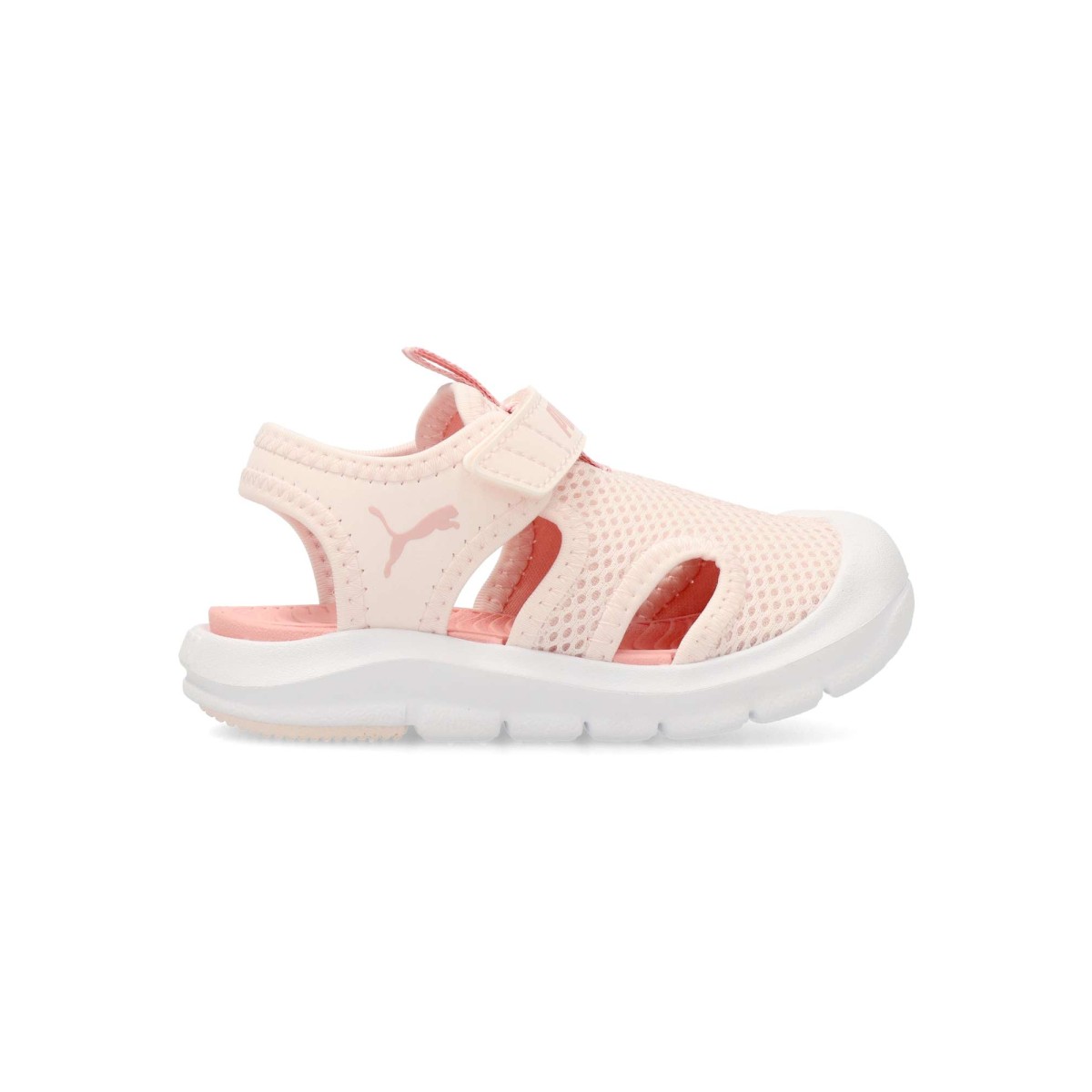 PUMA - Sandalias de playa para niña Fun Racer Mesh V con empeine de malla transpirable e impermeable, estampado 3D Cat y máxima flexibilidad
