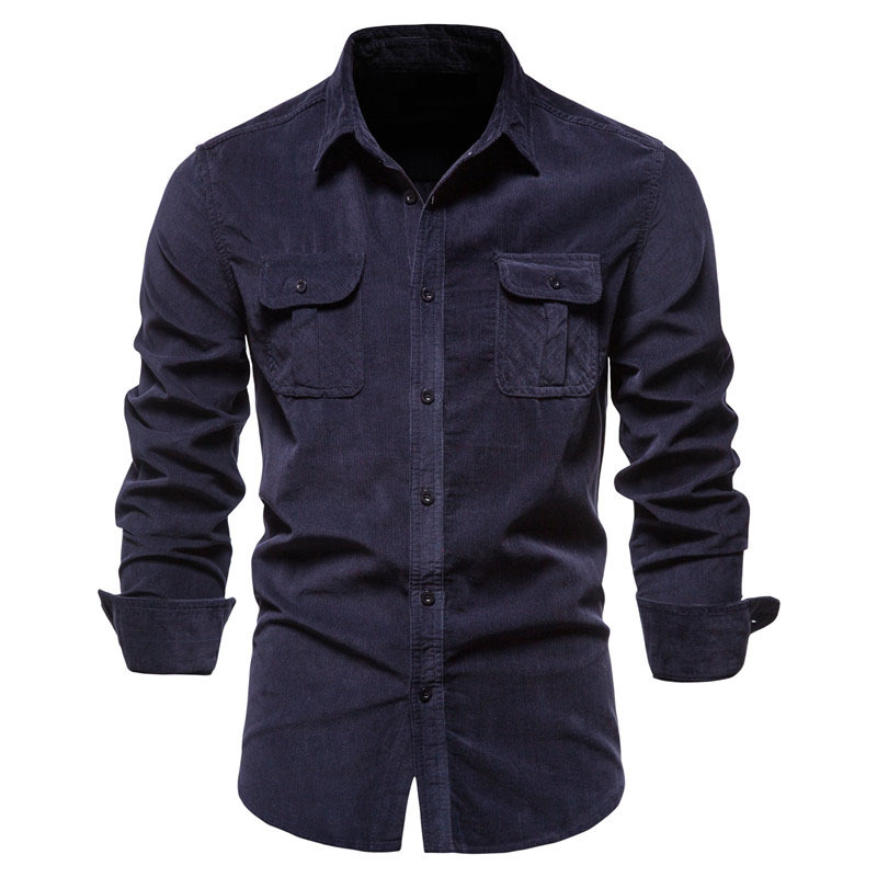 TK Camisa básica de algodón japonés para hombre, estilo otoño, de pana. Camisa de vestir ajustada para hombre. Chaqueta de manga larga para hombre.