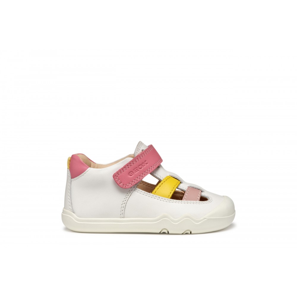 Zapatos primeros pasos bebé niña GEOX B5563A C1364 SANDALIA CASUAL NAPPA WHITE/PINK 34539 25V