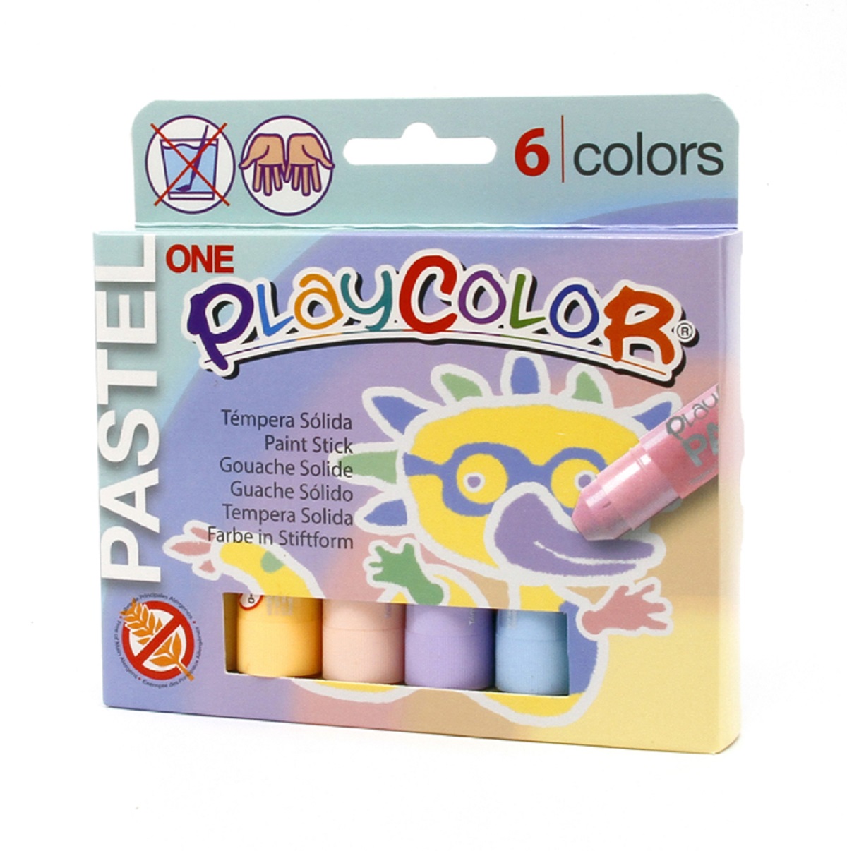 PLAYCOLOR. Tempera solida 6 barras de 10 gr. Colores pastel
