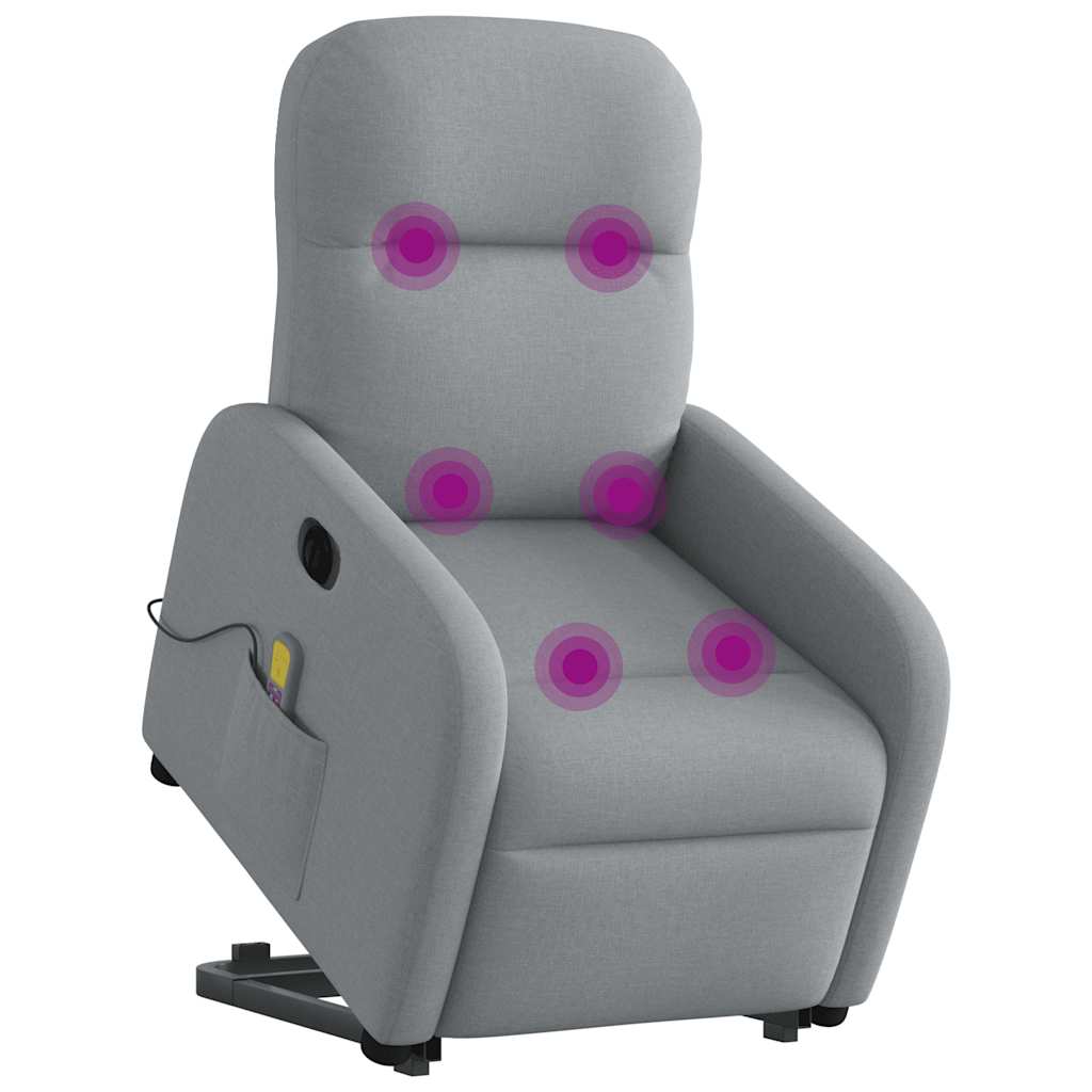 vidaXL Sillón de masaje eléctrico reclinable elevable tela gris claro