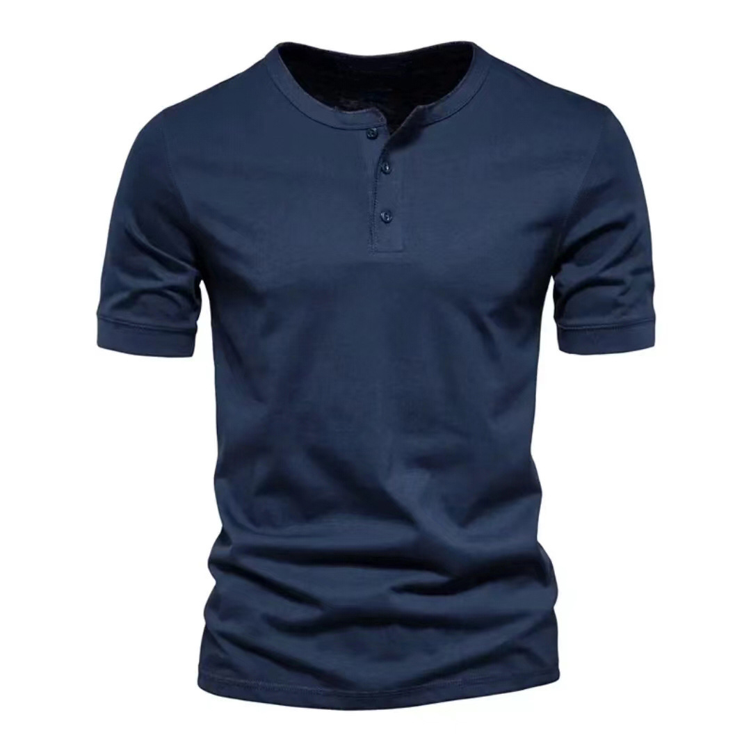 TK Camiseta Henley de verano para hombre, de manga corta, cuello redondo, color liso, talla grande, informal, ajustada