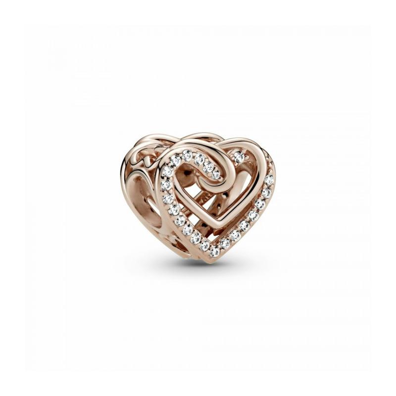 Charm de Corazones Entrelazados Pandora Rose con Circonitas Cúbicas Transparentes