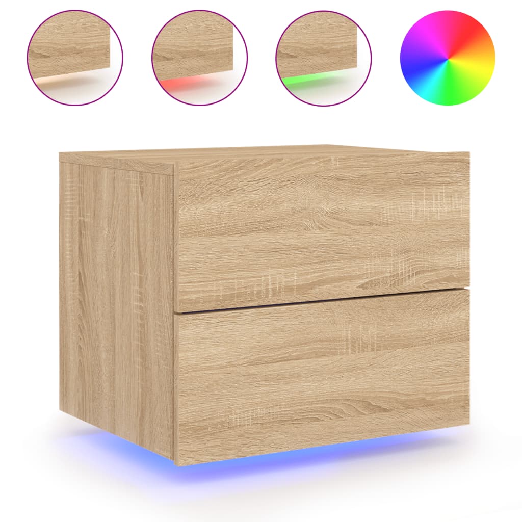Vidaxl Mesita de Noche de Pared con Luces LED - Blanco