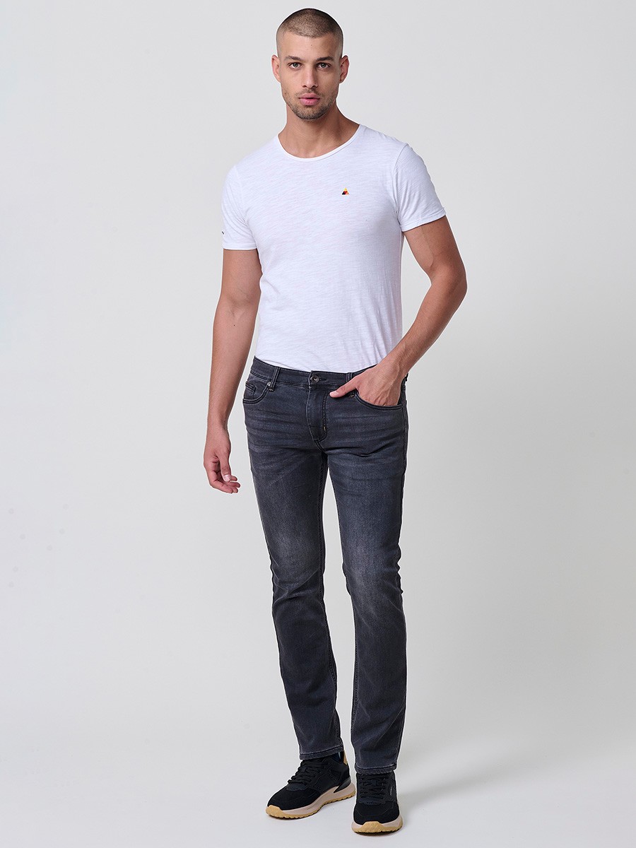 Koroshi - Vaqueros slim fit para hombre en denim negro elástico (90% algodón, 9% poliéster, 1% elastano) – Koroshi Negro