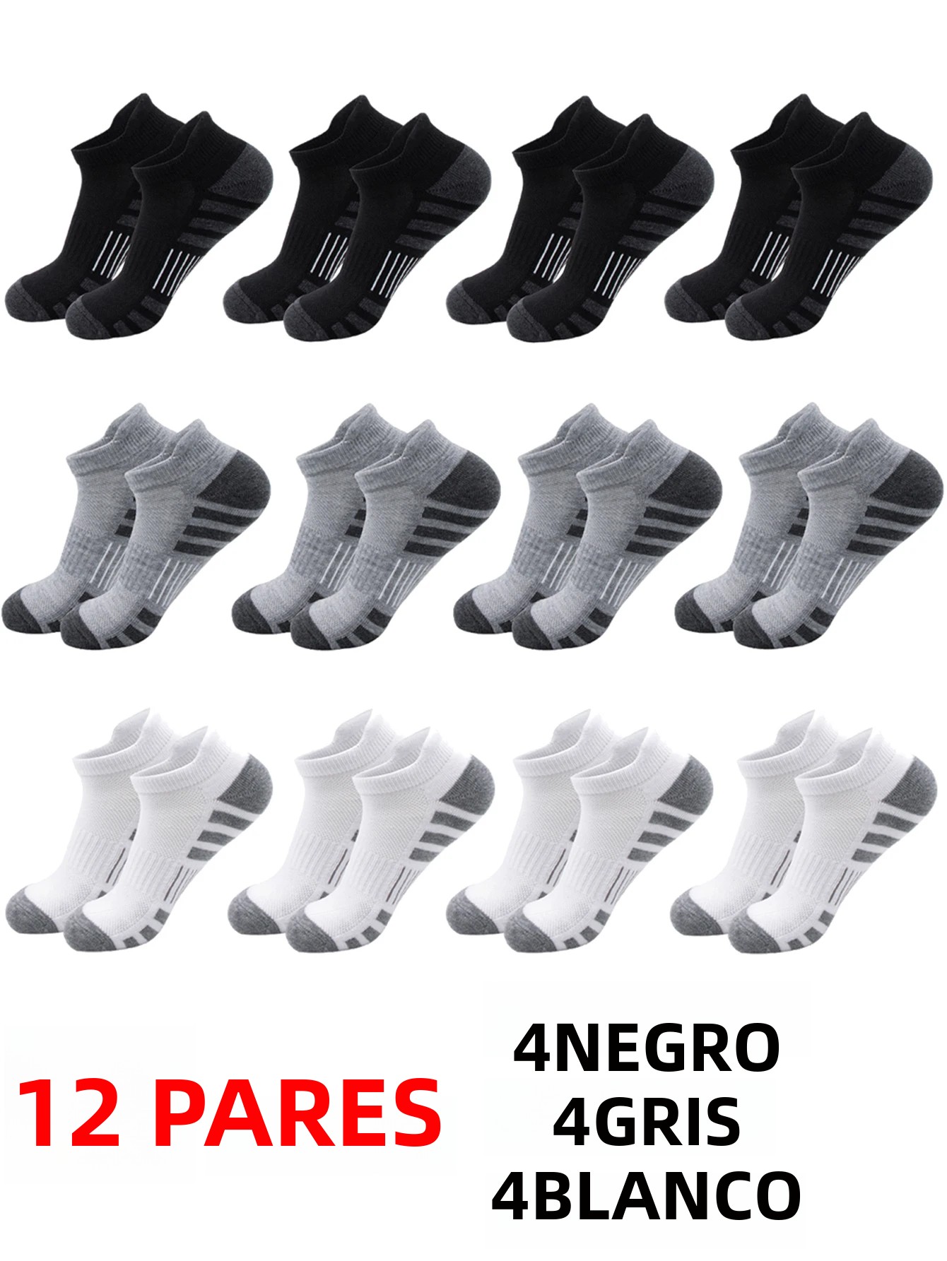 TK Calcetines De Tobillo Deportivos Para Hombres Y Mujeres 6/24 Pares Algodón Transpirable Y Contraido Para Correr Y Actividades Físicas