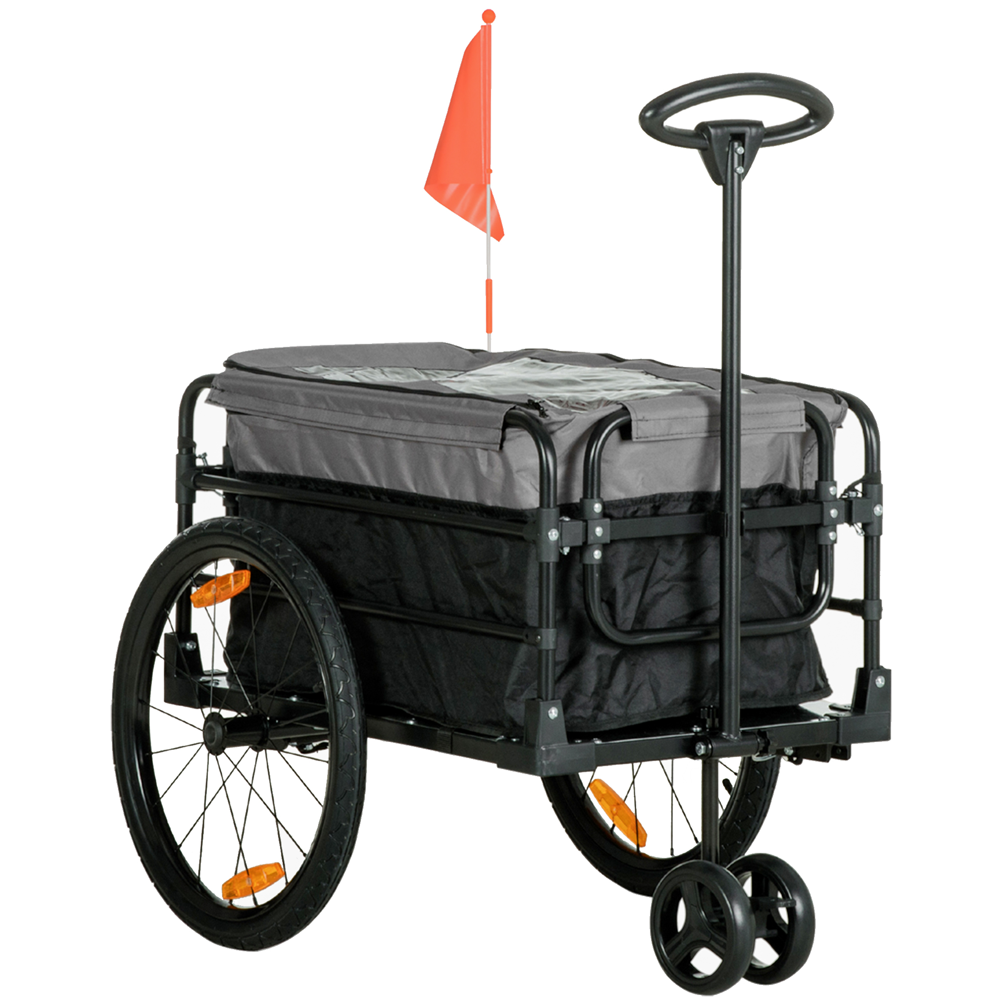 HOMCOM Remolque de Bicicleta 2 en 1 Remolque de Carga Remolque de Transporte para Bicicleta con neumáticos de 20 Pulgadas Capacidad de Carga de 40 kg Acero Tela Oxford 130 x 64 x 64/103 cm