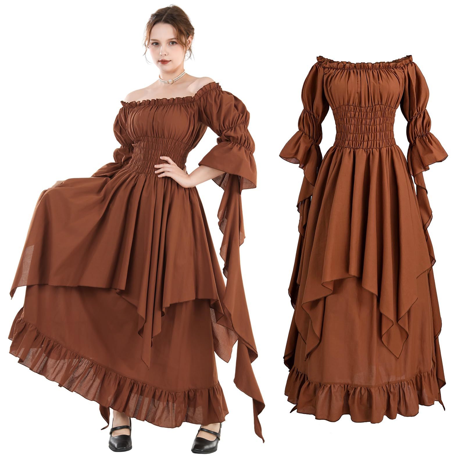 Vestido Renacentista para Mujer, Disfraz Medieval, Vestido Victoriano, Campesino Gótico, de Hada, Bruja, para Boda, Vestido Interior