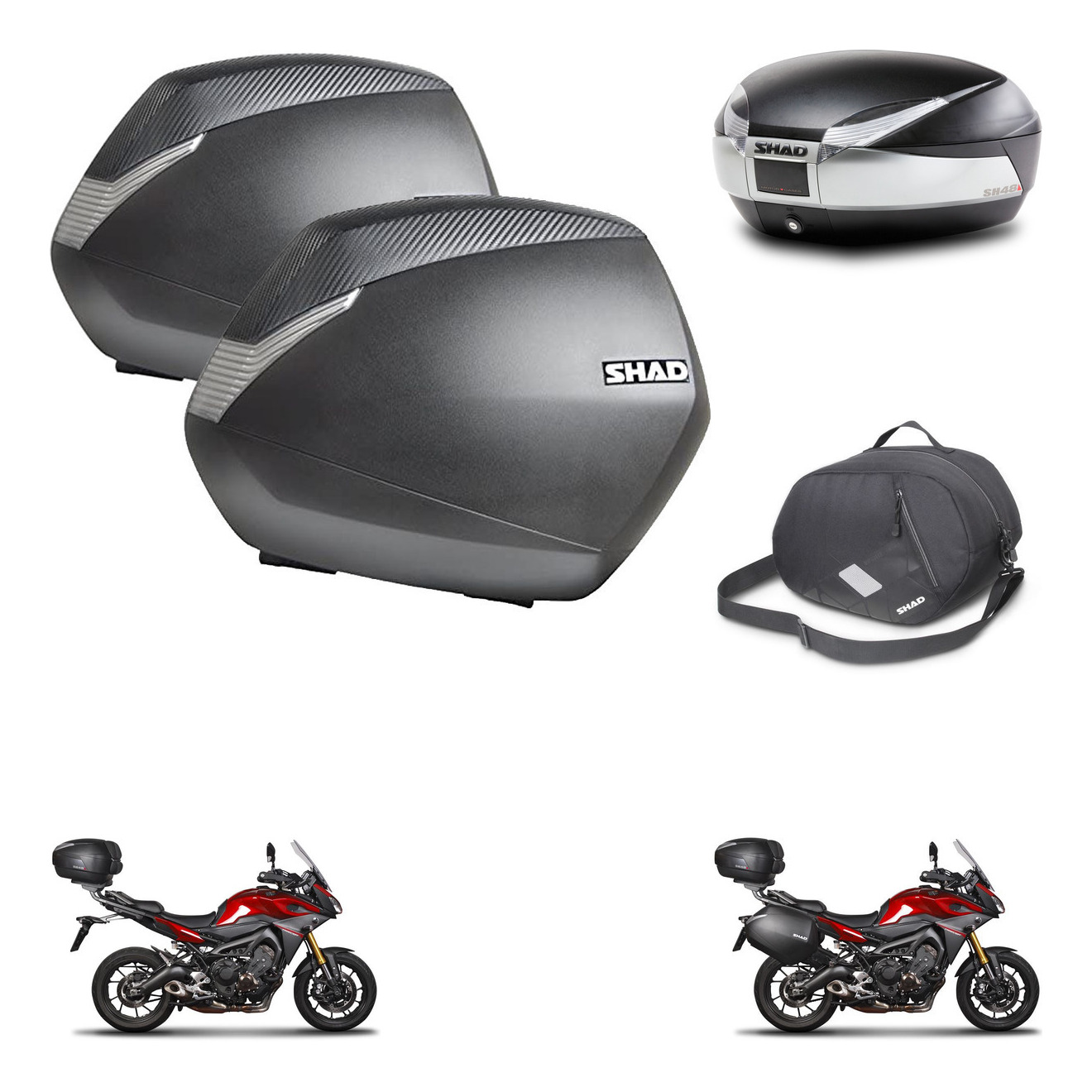 Baul Trasero + Maletas Laterales + Bolsa Interna + Herraje 3P + Herraje Montaje Sh36 Sh 36 Sh48 Titanium Premium KIT-269205