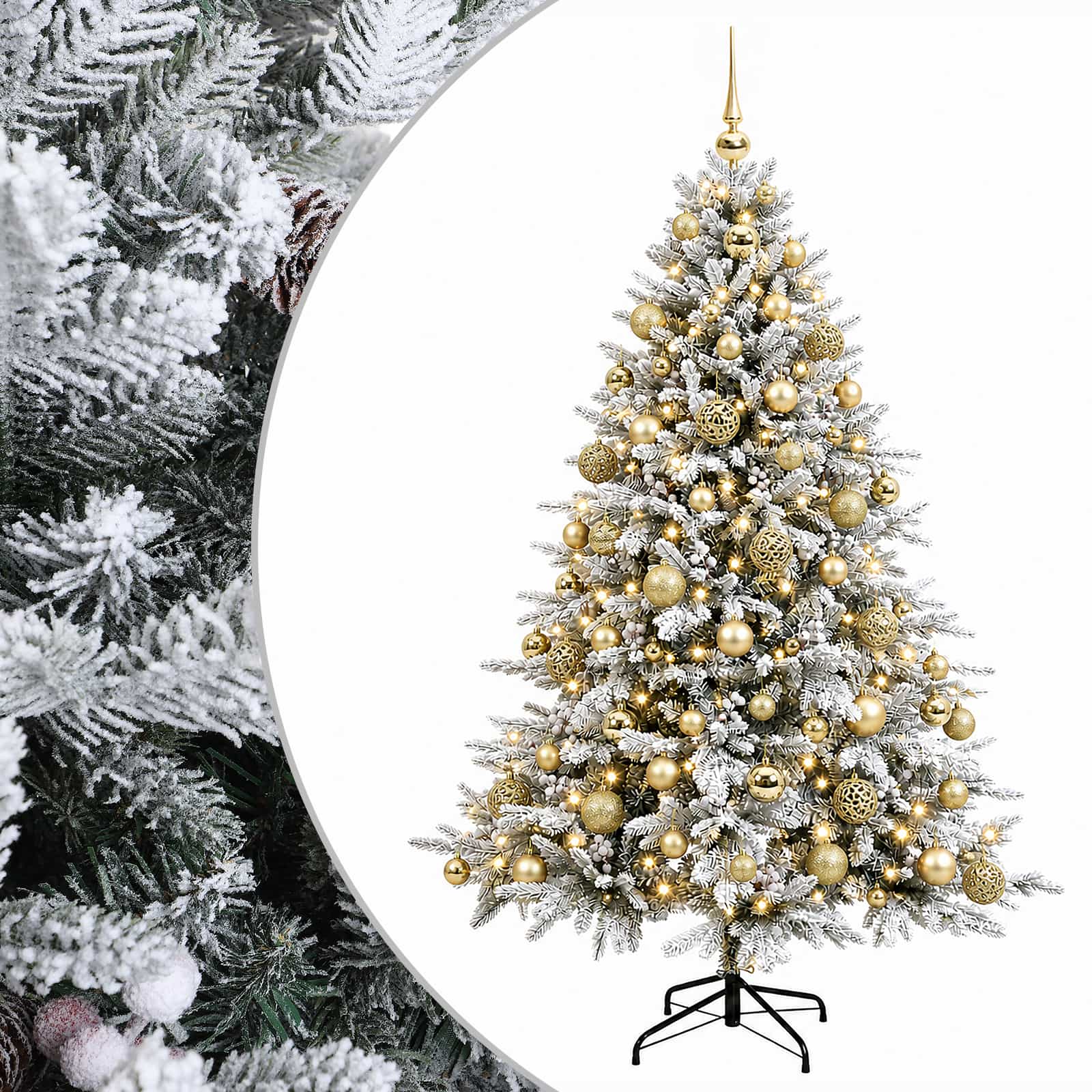 vidaXL Árbol de Navidad artificial con bolas 210 cm 300 LED Multicolor
