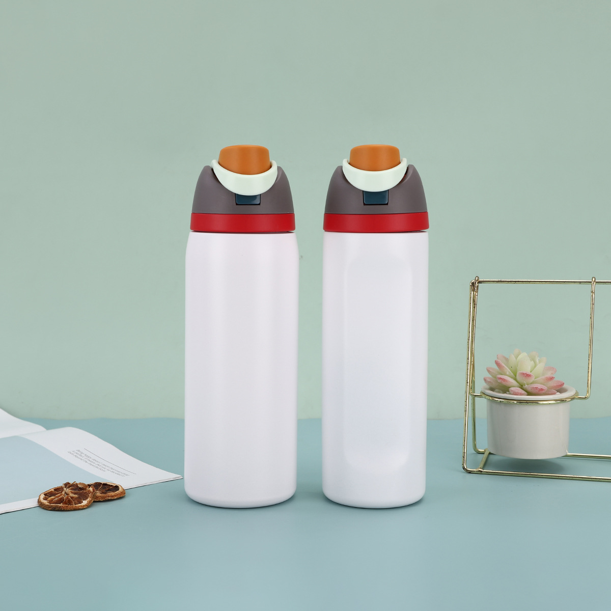TK Botella de agua de acero inoxidable con aislamiento de 1 piezas con paja para deportes, viajes y Escuela Botella de agua deportiva sin BPA, 24 oz, denim