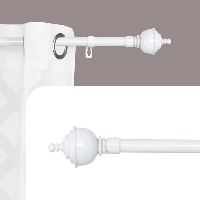 OsoNube - Barra Cortina Blanca Extensible 19mm - Barra Cortinas fina para Salón Dormitorio - Palos Cortinas Delgado Torre