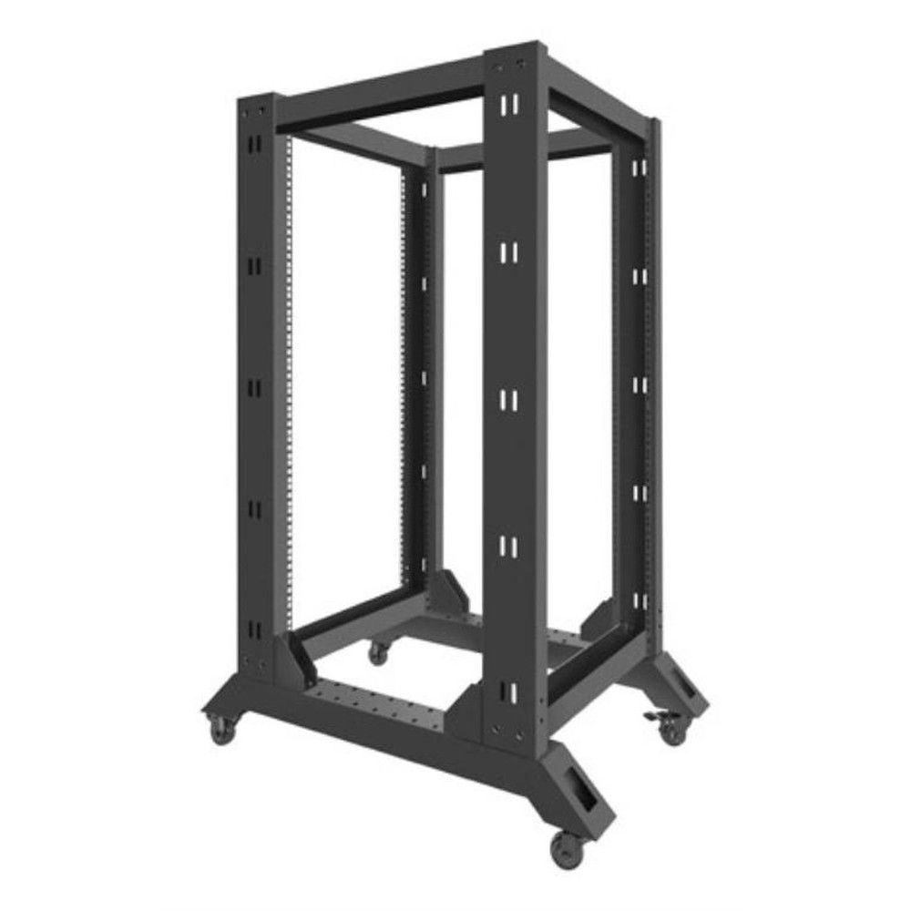 Lanberg - Armario rack OR01-6822-B de 22U para almacenamiento de servidores y equipos NAS, capacidad 600 kg, color negro