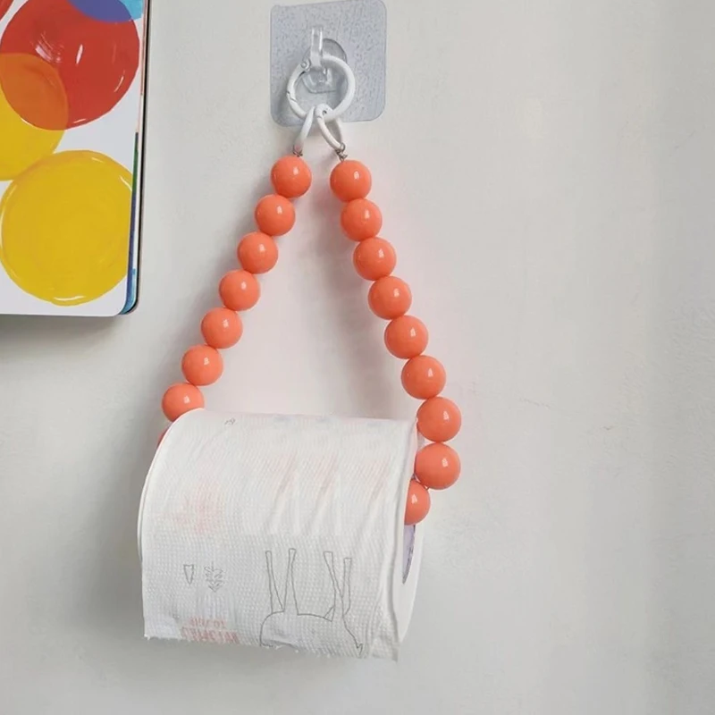 CA Porta Papel Toalla De Baño Con Perlas Y Cadenas Para Teléfono Accesorios De Decoración Para El Hogar Organizador De Almacenamiento Para El Baño