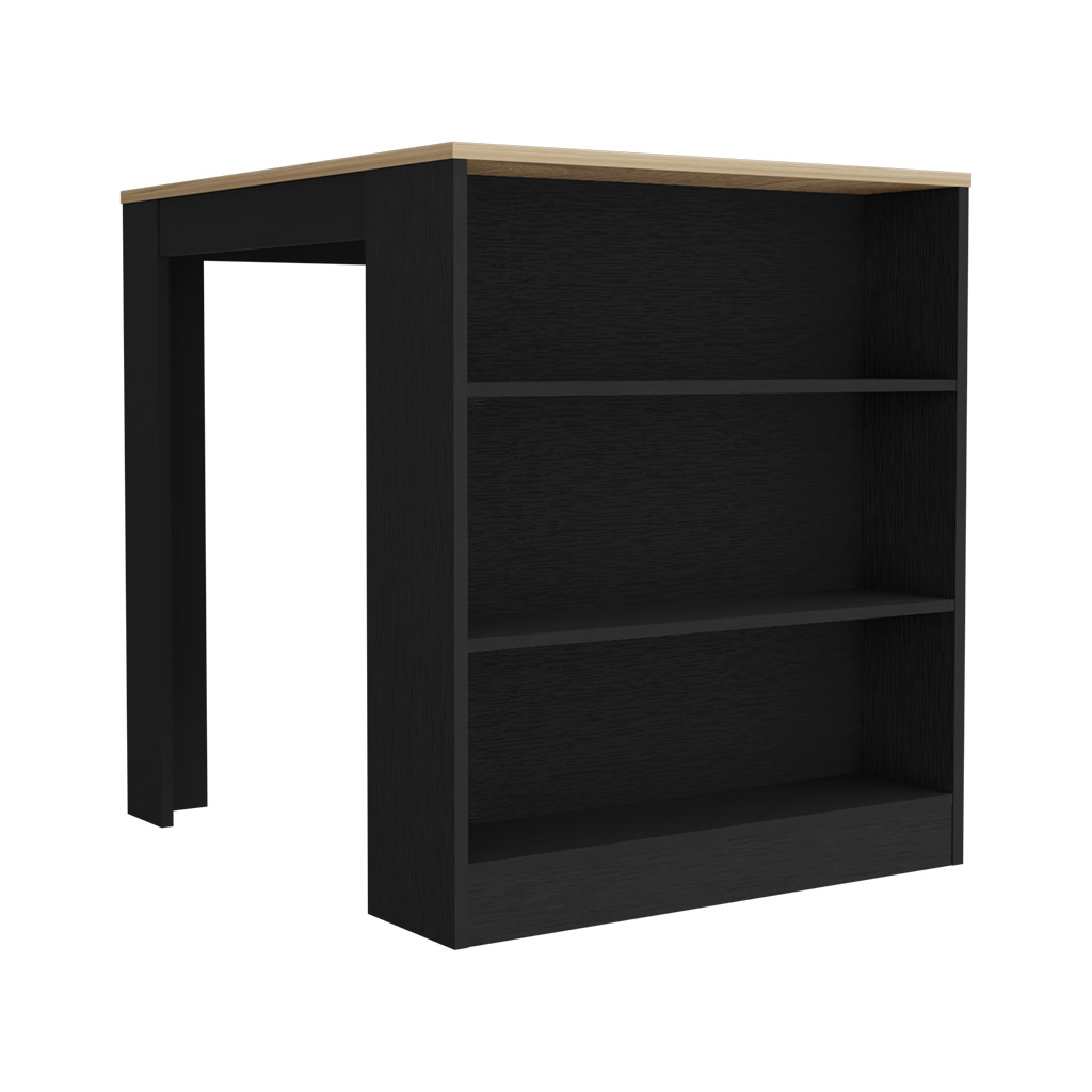 Mesa alta de cocina Tanna de 79 cm, blanco y roble arena