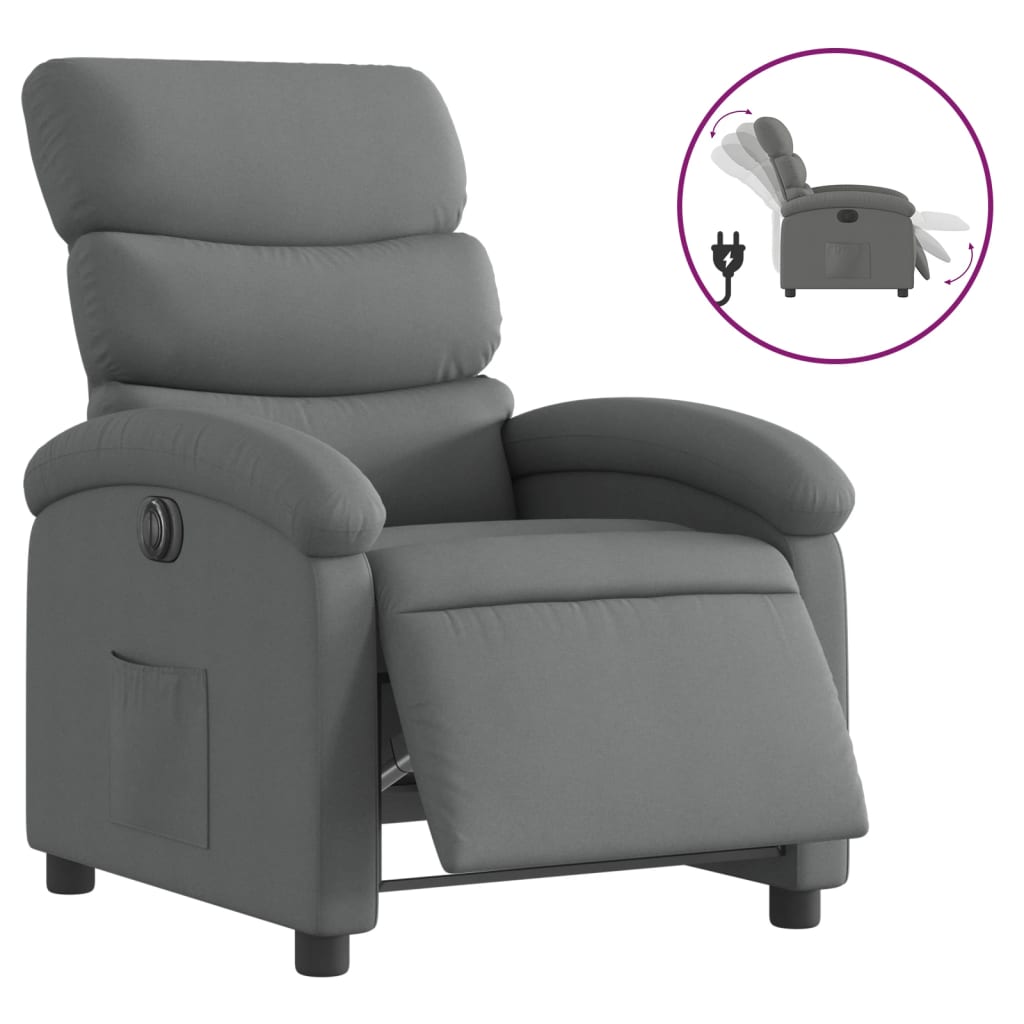 Vidaxl Sillón Reclinable Eléctrico de Tela Gris Claro