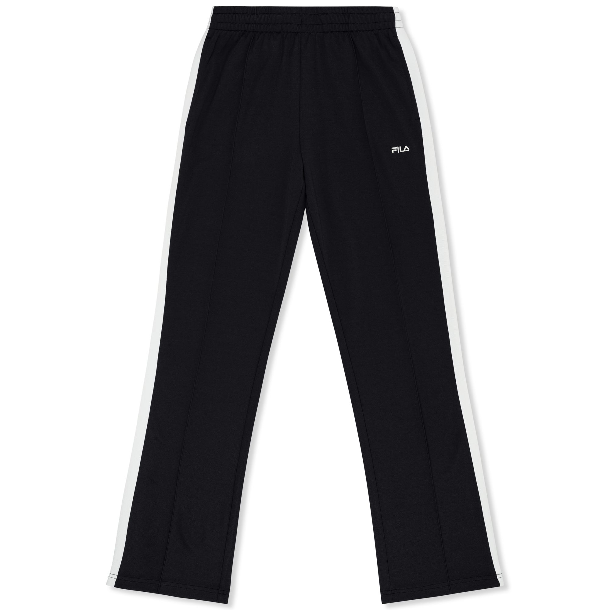 FILA | Pantalones Mujer, Modelo Sagano Straight Taped Track Pants, Pantalón de Chándal de Corte Recto en 100% Poliéster con Cintura Ajustable y Bolsillos Laterales
