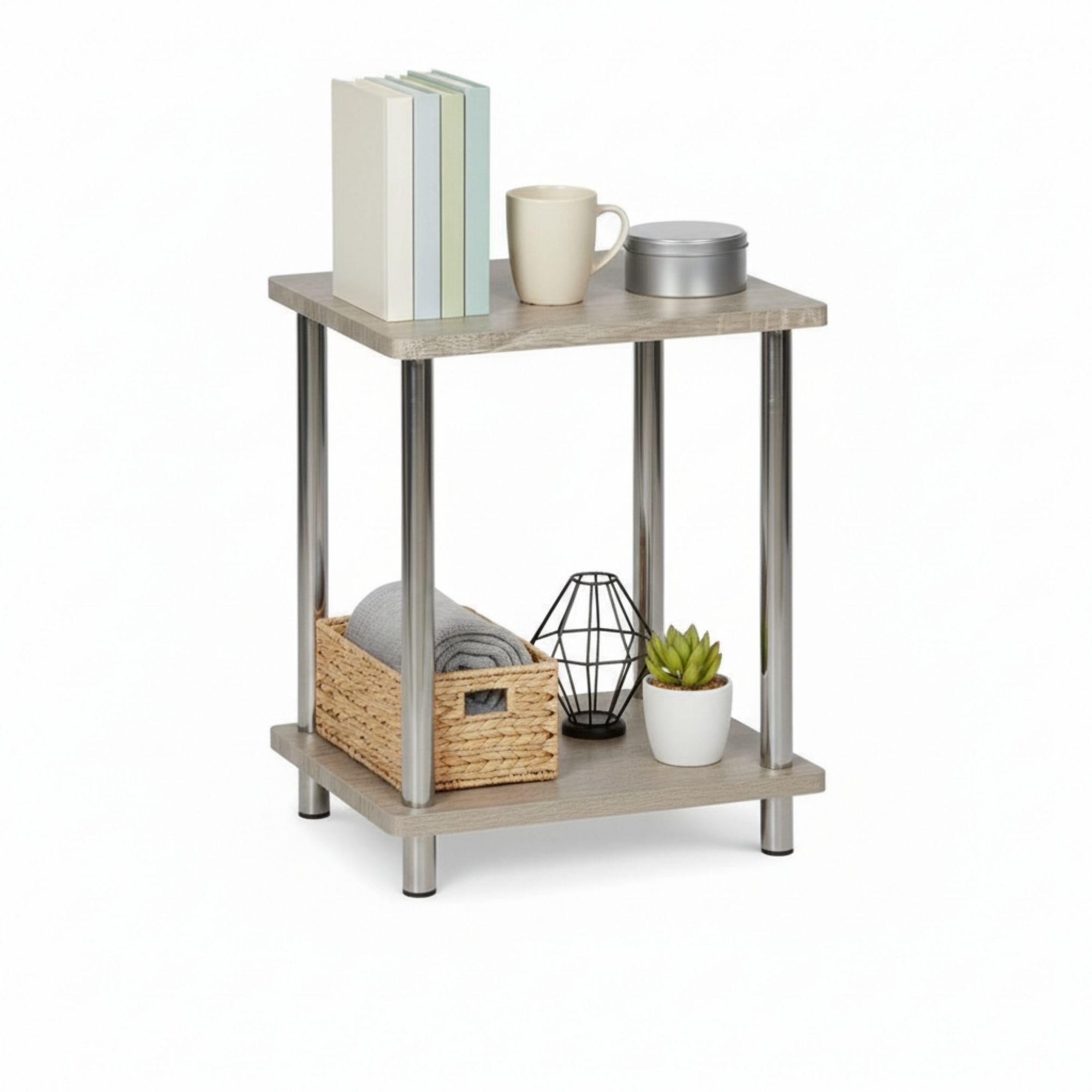MOBLEKIT | Mesas Auxiliares de Madera y Metal para Salón o Dormitorio, Mesitas Modernas Funcionales con Diferentes Formas y Alturas, Opciones Fijas o Plegables para Hogar