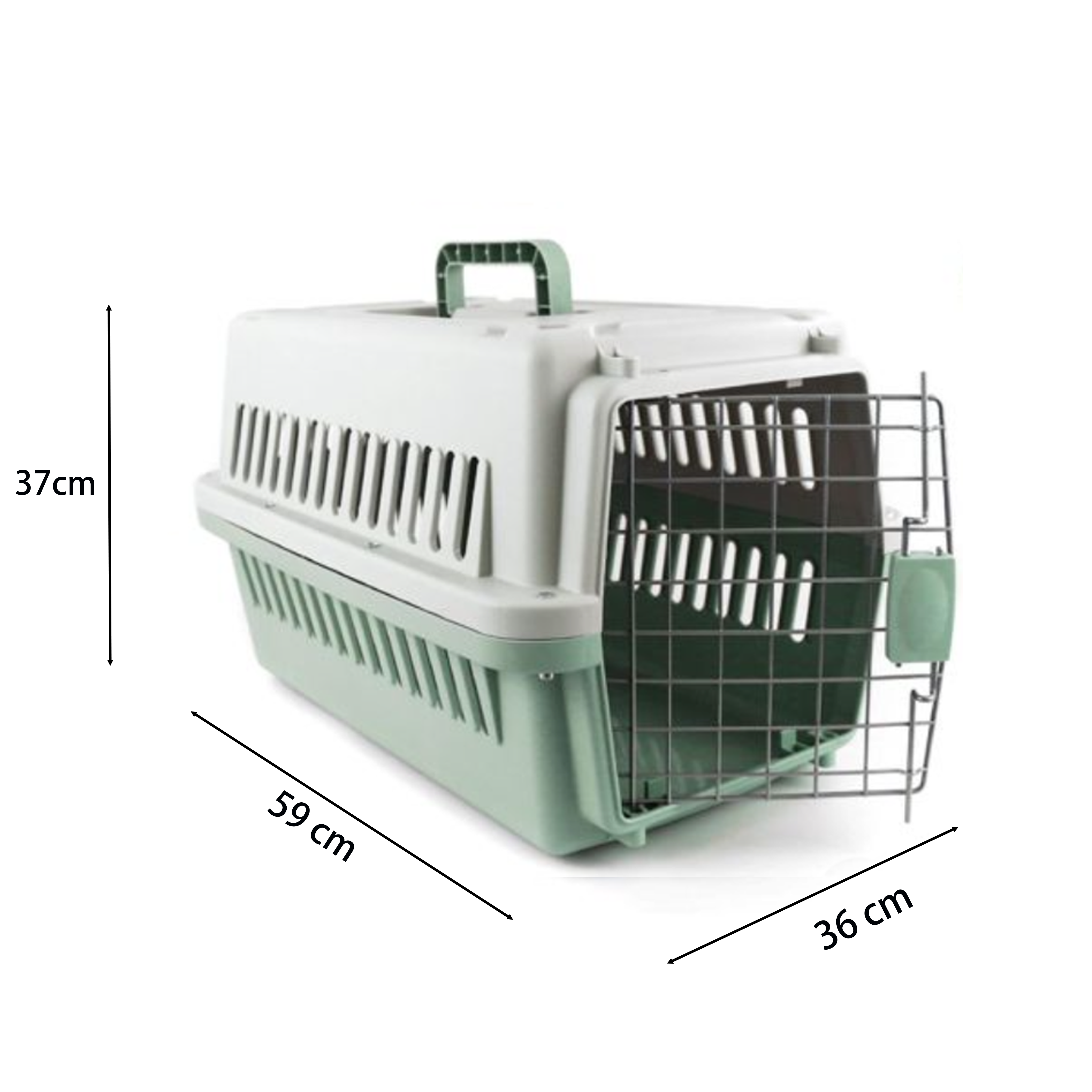 Transportin rigido para mascotas, jaula para perros o gatos transpirable con asa, rejillas metalicas de aireacion, jaula para viajes, autocaravana, uso interiores o exteriores. Disponible en 2 colores y tamaños.