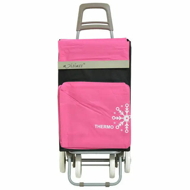 Carro de la Compra 4 Ruedas 2 Bolsillos uno para congelados mercado, carrito Playa, caroo con bolsas termica almacenamiento, Shopping Bag Verdulero