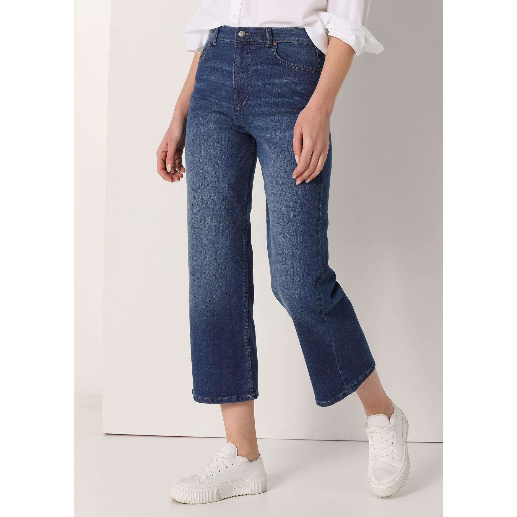LOIS JEANS - Jeans Recto Ancho Crop - Tiro largo- Tallaje en Pulgadas