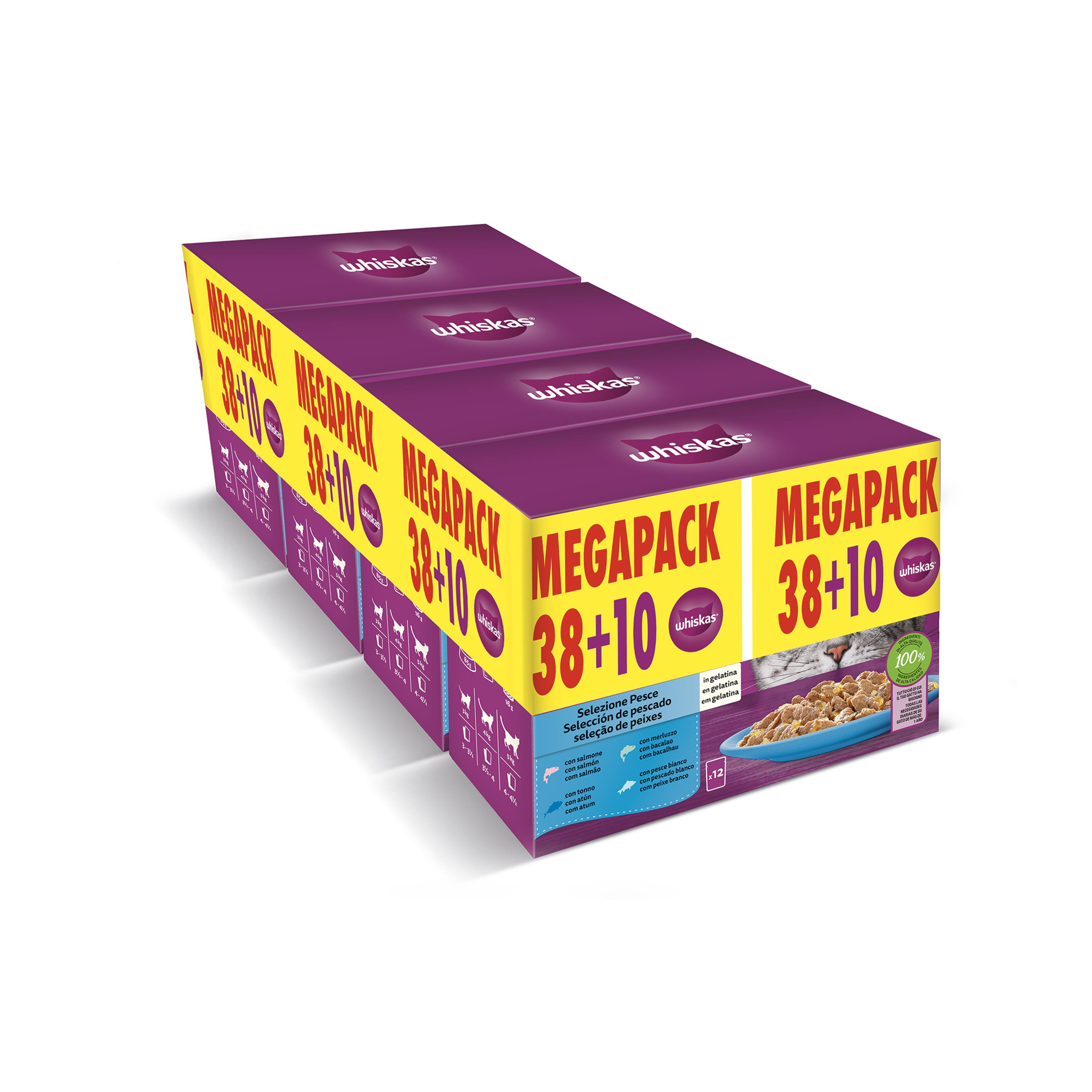 Whiskas – Comida húmeda para gatos + 1año Whiskas selección pescados 48 x 85 g.