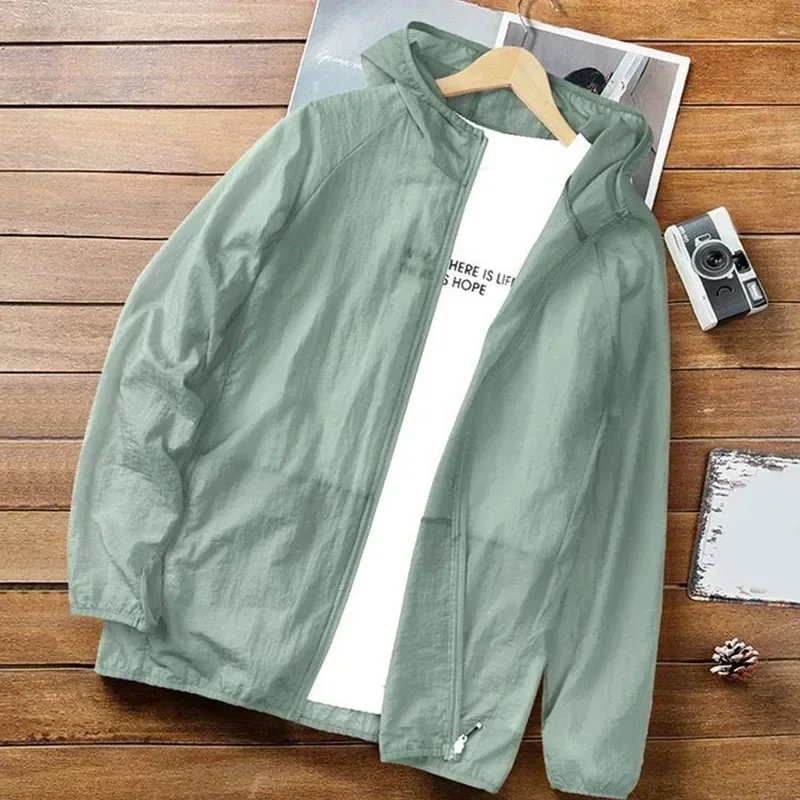 TK Chaqueta De Verano Para Hombre Con Capucha Cierre De Cremallera Protección Solar UV-Prueba Transpirable Secado Rápido Outerwear Casual