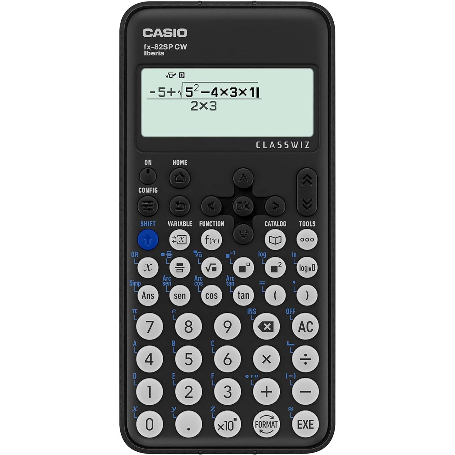 Casio FX-82SP CW ClassWiz, Calculadora Científica, Recomendada por el Profesorado Ideal para la ESO y Bachillerato para el Curriculum Español y Portugués, 5 Idiomas, Más de 300 Funciones, Color Gris Oscuro