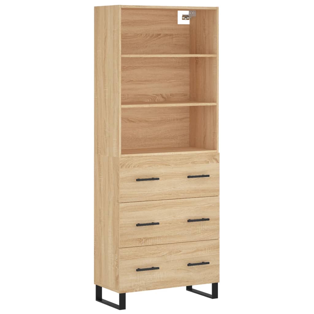 vidaXL Aparador alto madera contrachapada color roble 69,5x34x180 cm