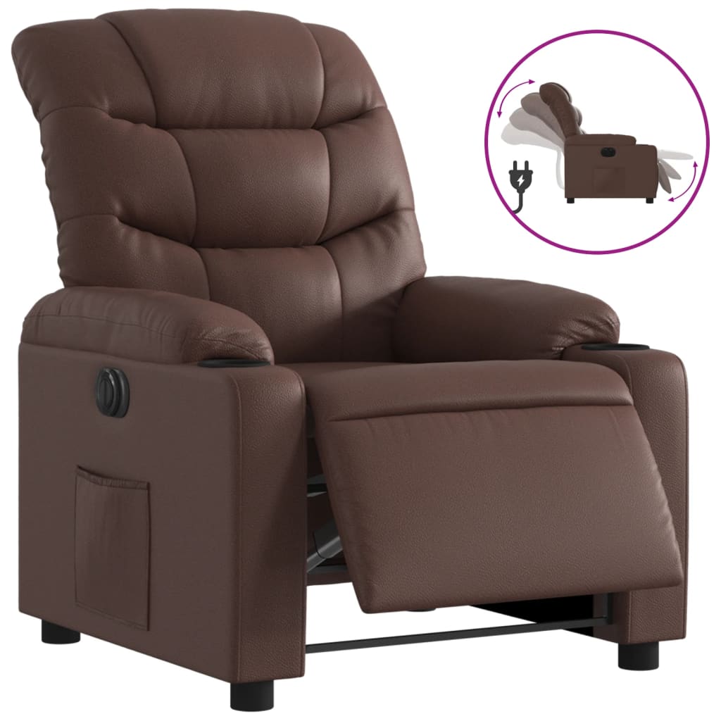 Vidaxl Sillón Reclinable Eléctrico de Cuero Sintético Negro