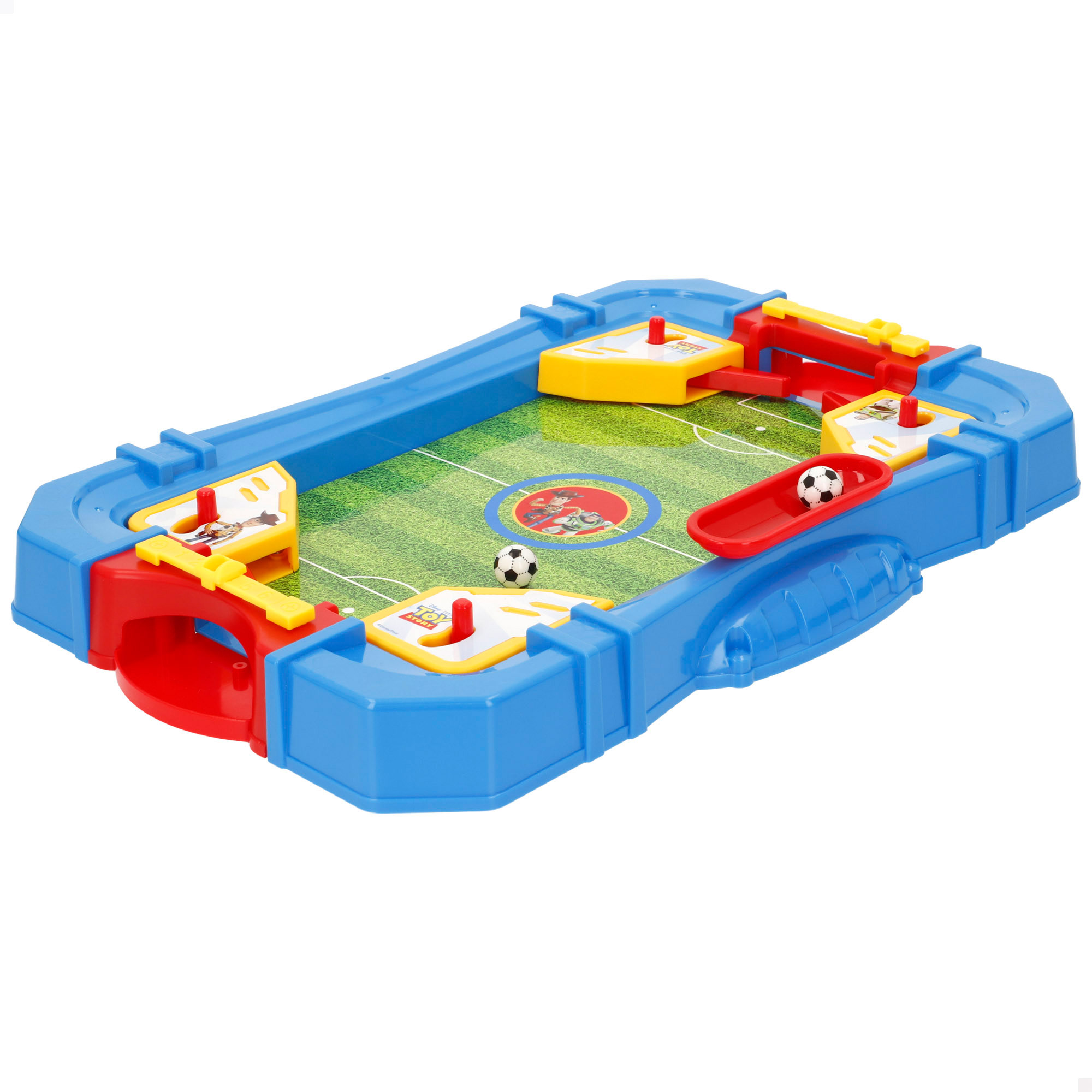 Toy Story - Futbolín de mesa 40x26x4 cm, licencia oficial Disney Pixar, dos jugadores, pelotas incluidas, marcador incluido, Woody, Buzz, dibujos animados, juegos de mesa infantiles, arcade, recomendado a partir de 4 años