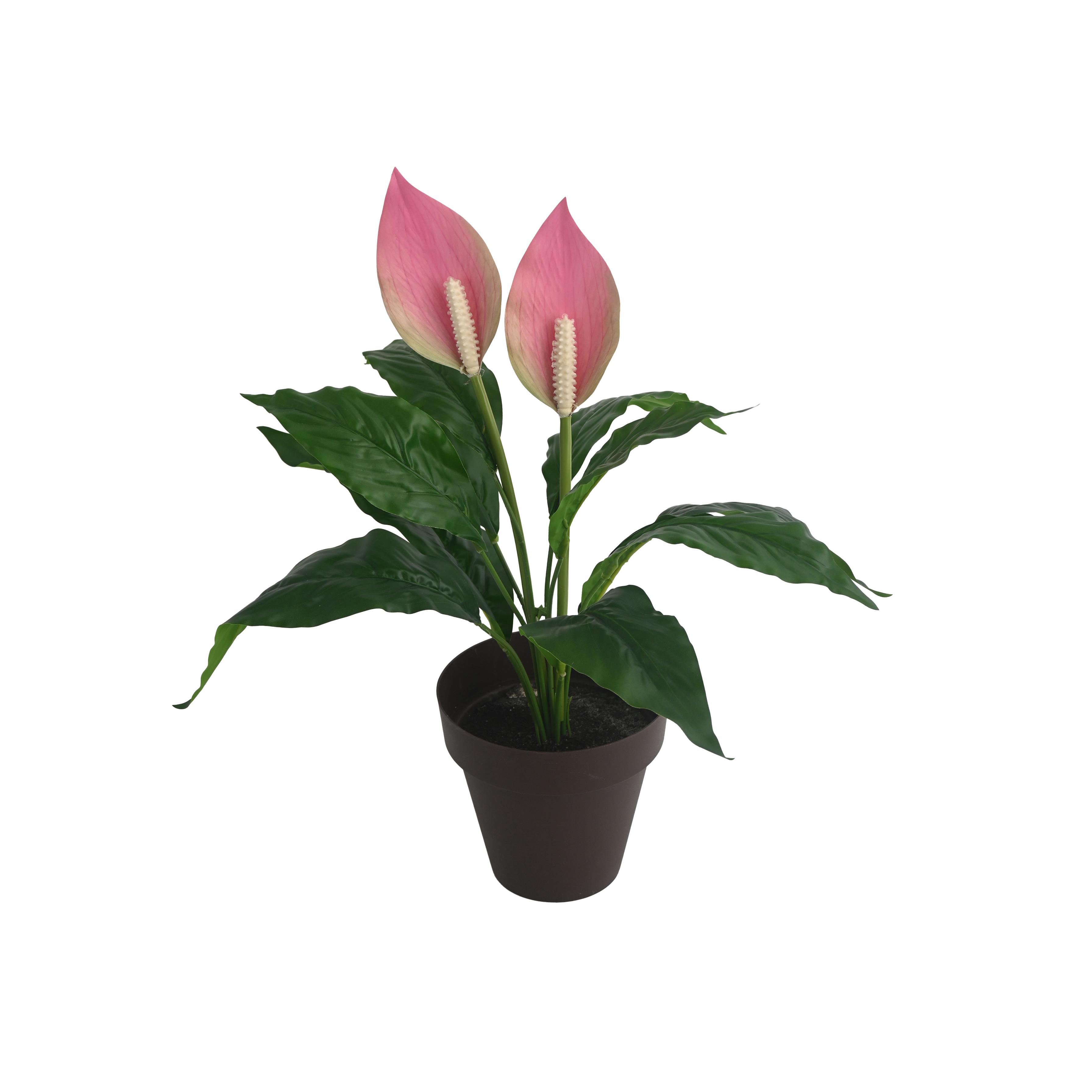 Poenia Arte Floral - Anthurium Artificial en Maceta 43cm - Exuberante y Sofisticada - Decoración Floral Sin Mantenimiento