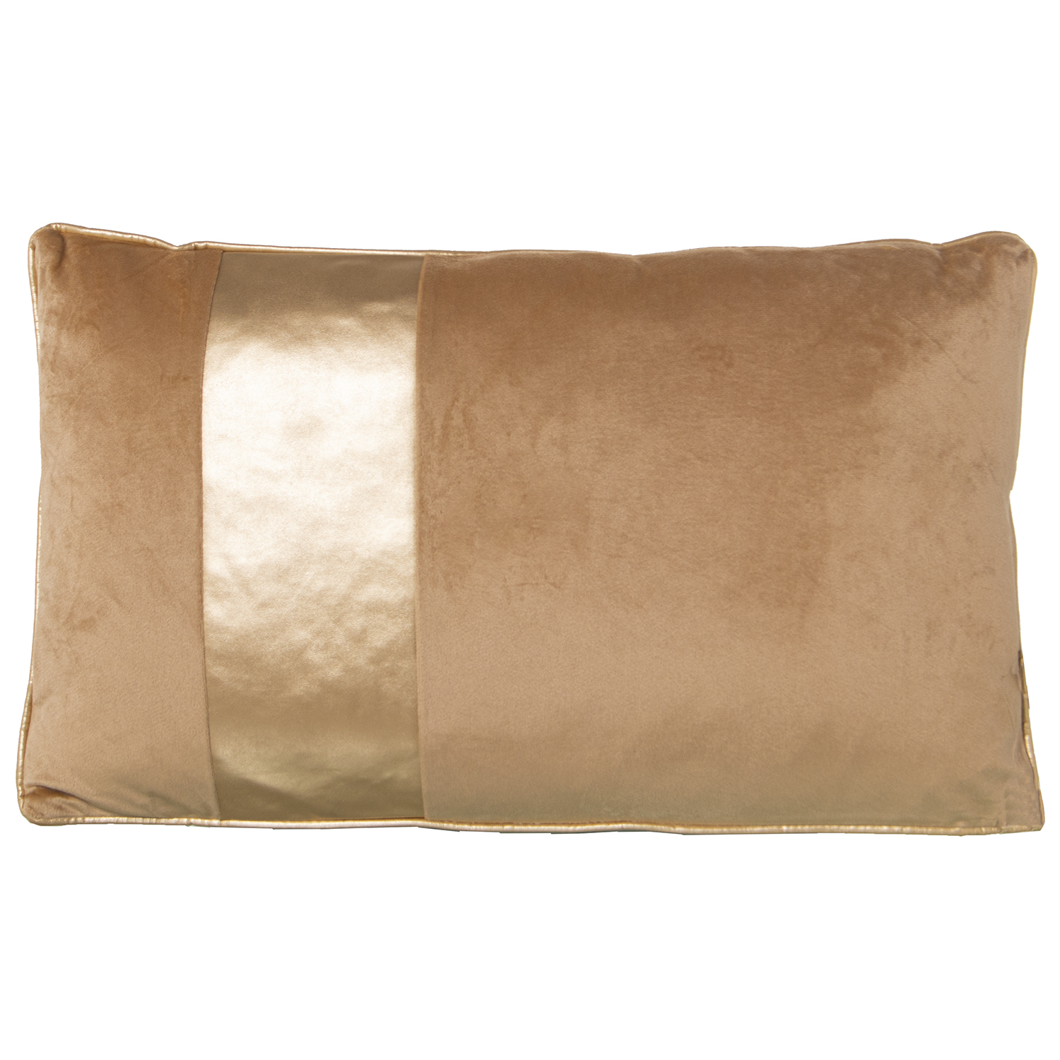 Cojin 50x30 terciopelo beige franja dorada con cremallera 50x30cm