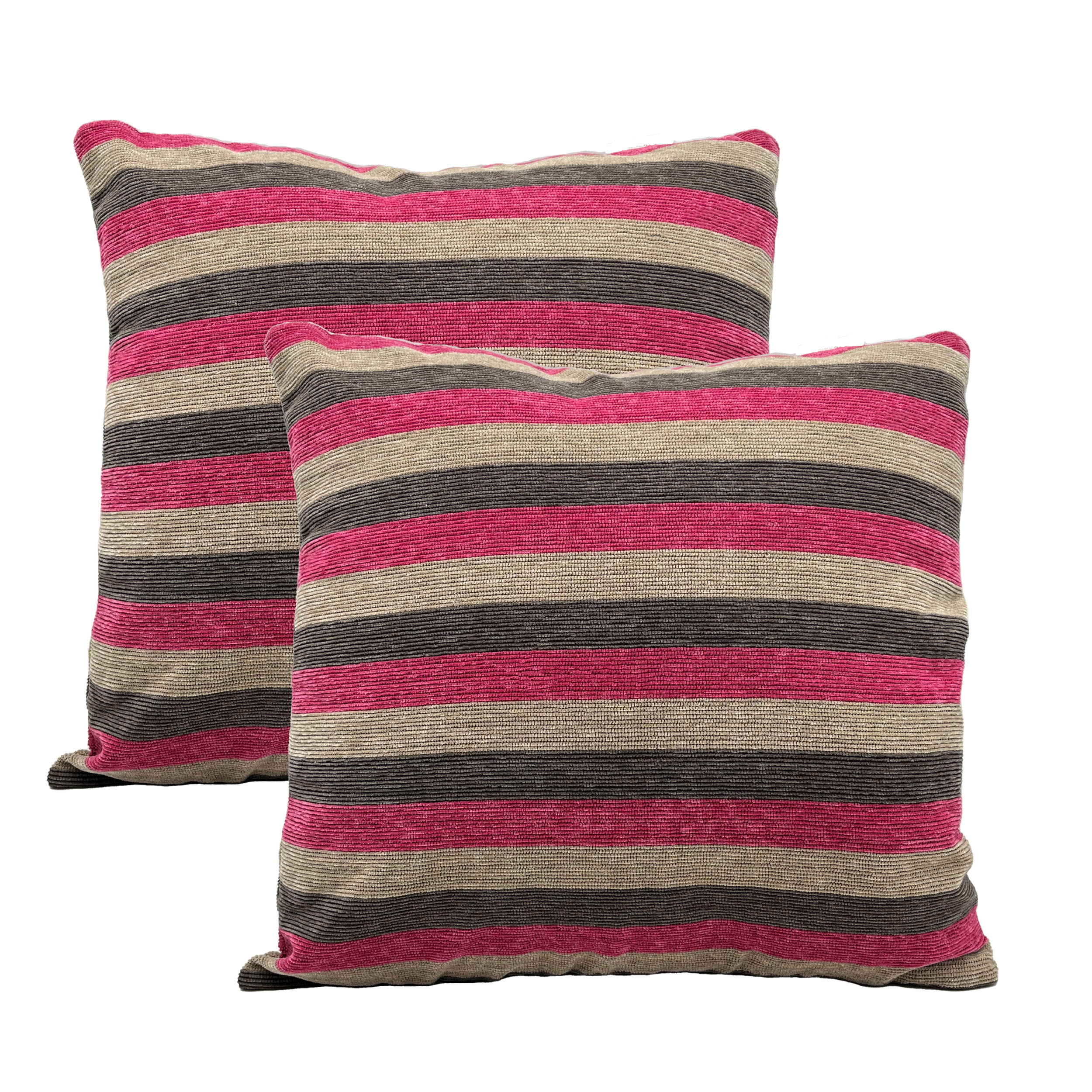 Funda Chenilla Multicolor & MultiTamaño 2Pack-Diseño de Rayas,Lisa y Suave para sofá, sillón, Silla 40x40, 50x50, 60x60 y 40x60 cm.