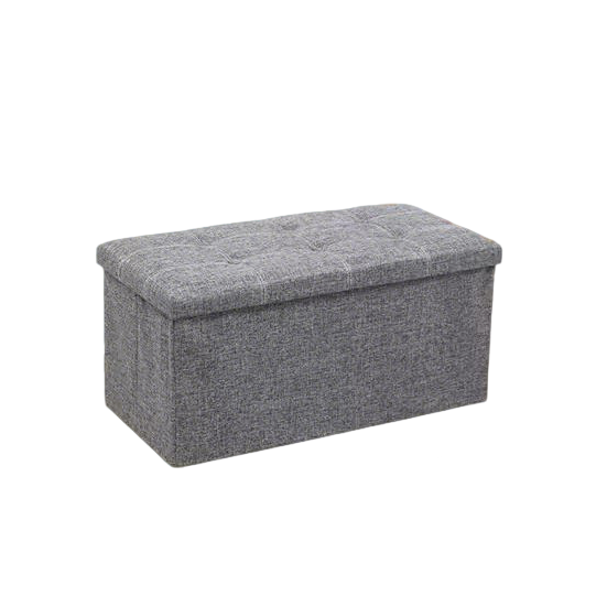 Reposiente de almacenamiento con caja plegable, reposapiés, banco cuboide, capacidad de carga de hasta 300 kg, adecuado para salón, dormitorio, reposapiés de lino, material de tela y lino