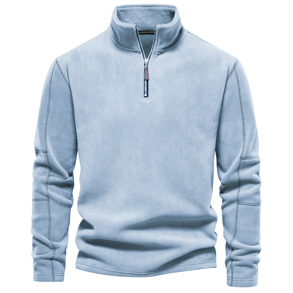 TK Nuevo estilo de otoño e invierno para hombre, sudadera de manga larga con media cremallera y cuello alto, cuello alto, top de forro polar para hombre moderno y versátil