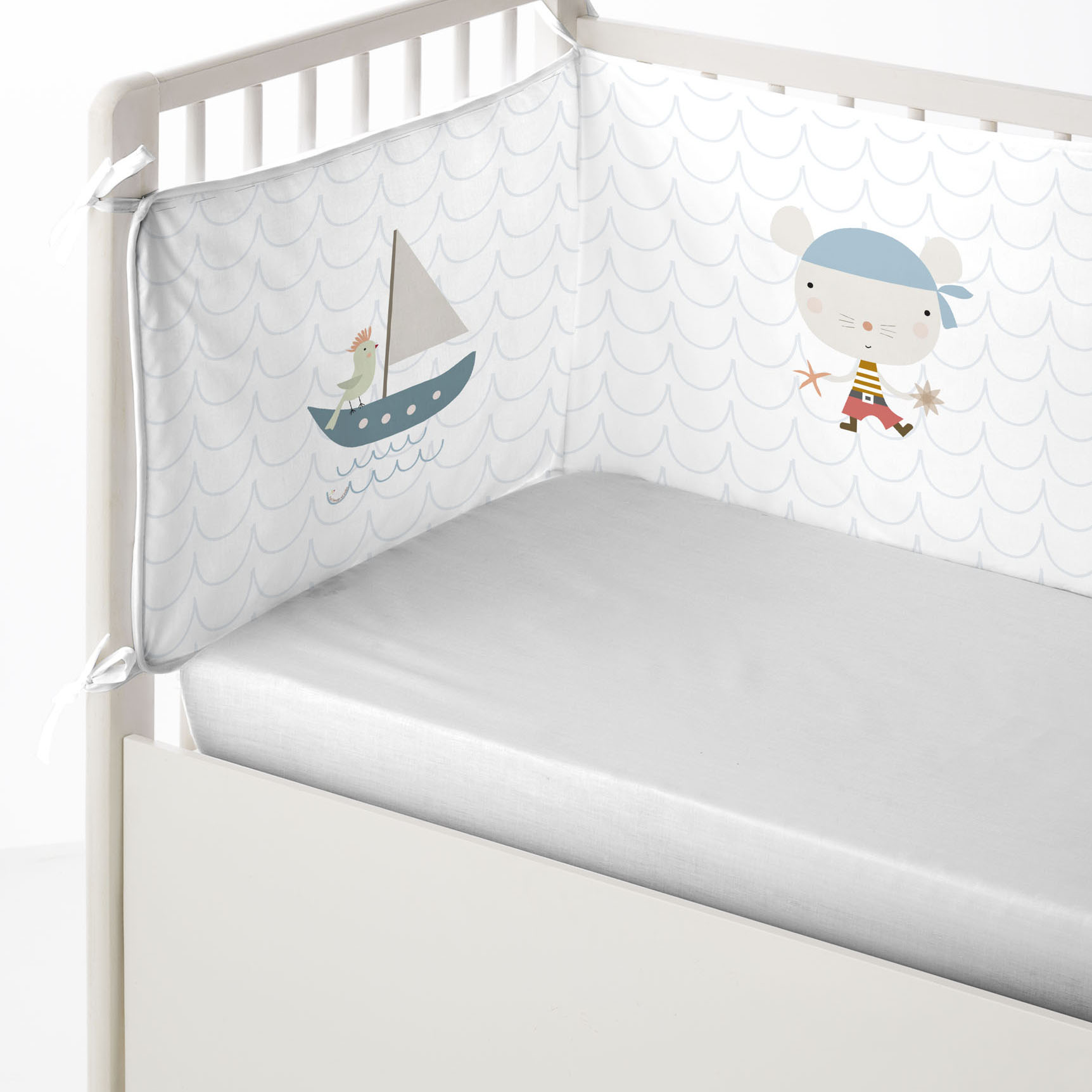 HACIENDO EL INDIO - Protector de Cuna Chichonera 100% Algodón - Protector Acolchado Antigolpes con Cintas de Sujeción - Medida 60x60x60+40 cm - 32 Modelos - Fabricado en España