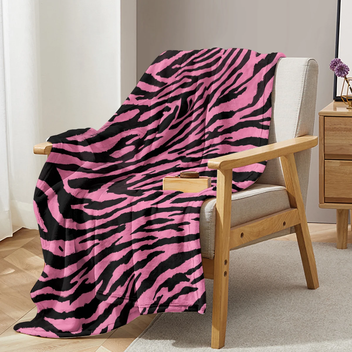 TK Manta De Terciopelo Suave En Rosa Con Estampado De Leopardo Y Zorro Para Niños Y Adultos Para Sofá Cama Y Silla Moderna Antipelusa Portátil Para Todas Las Estaciones