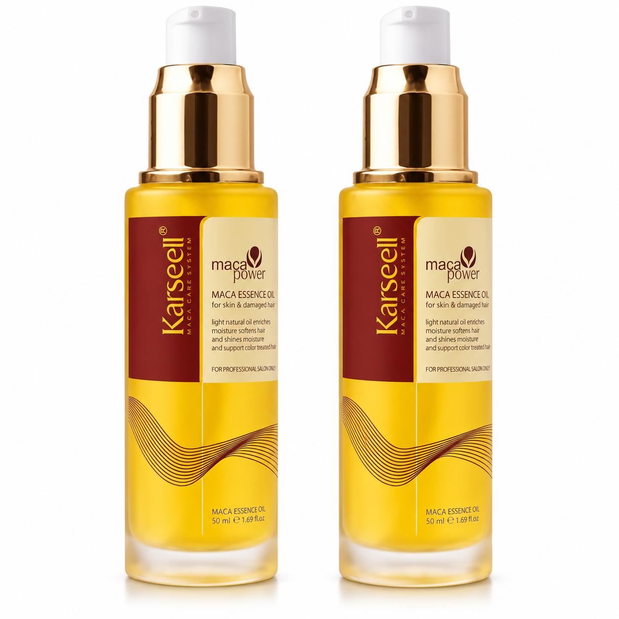 KARSEELL Pack de 2 - Sérum Capilar 50ml Aceite de Argán Aguacate Manteca de Karité Vitamina E Hidratación Nutrición Reparación Brillo Suavidad Cabello Seco Dañado Piel Uñas Uso Diario Sin Sulfatos ni Parabenos 2 x 50 ml