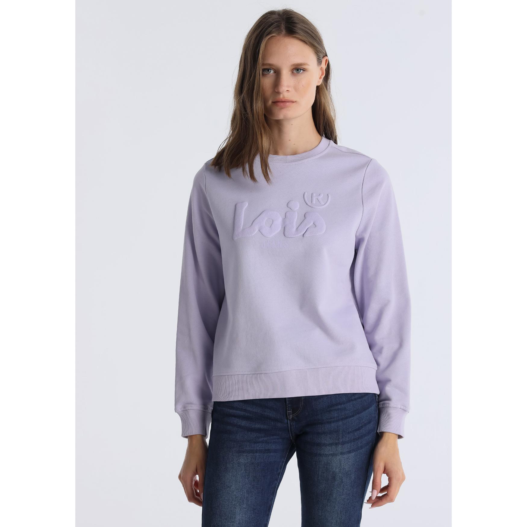 LOIS JEANS - Sudadera basica sin capucha cuello caja grafica brand