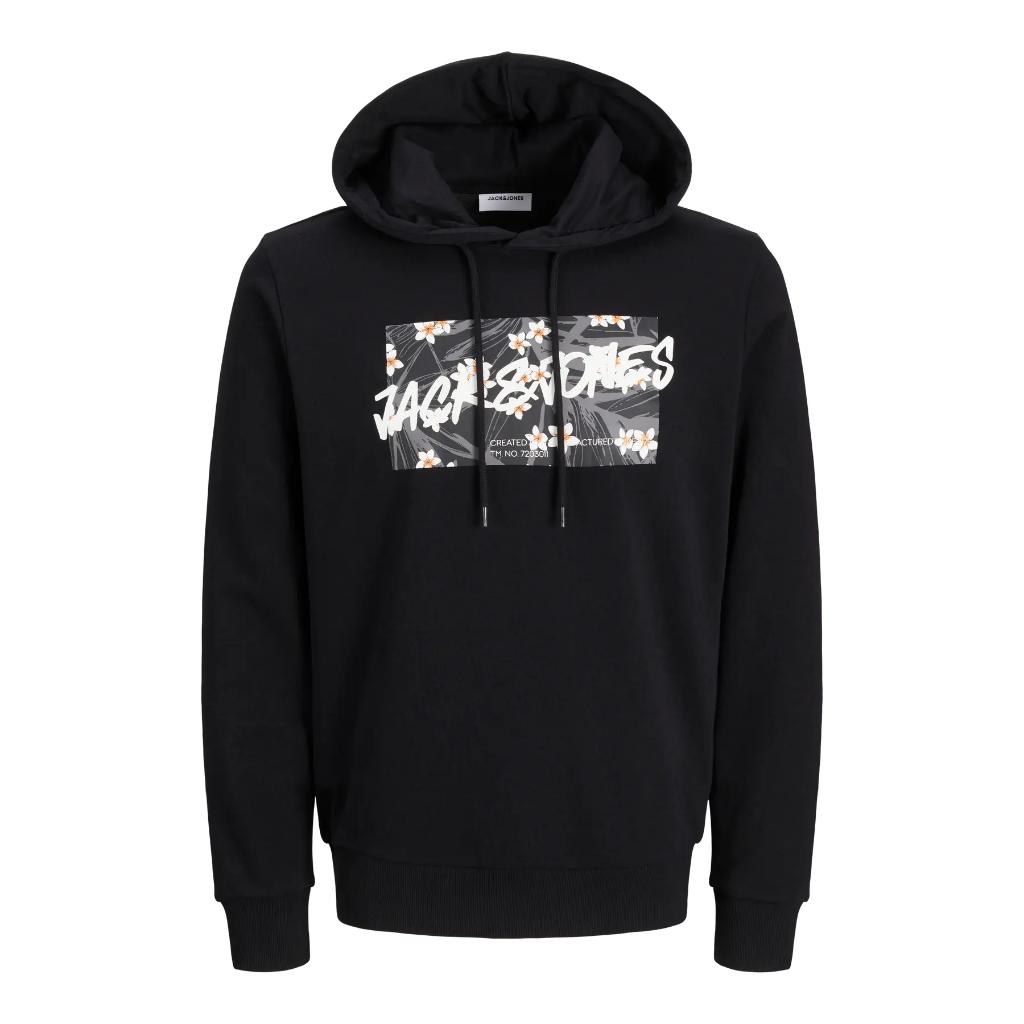 Jack & Jones Hombre Sudadera con Capucha Logo Estampado Tropical Suave y Cálida Otoño Invierno 12269316