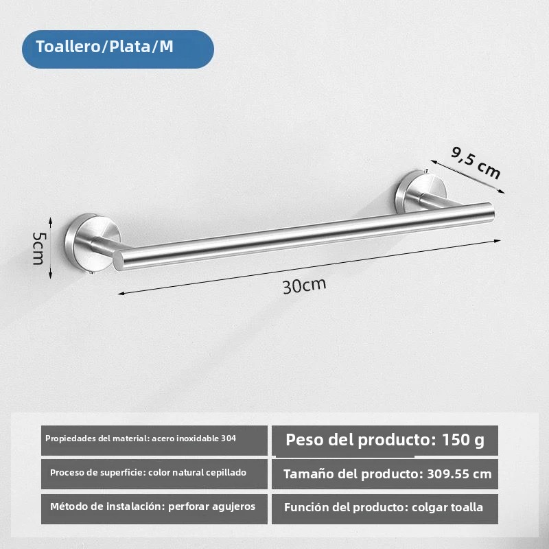 TK Rack De Toallas De Acero Inoxidable 304 Soporte Pesado Para Baño Gancho Adhesivo Riel De Toalla Porta Papelera Gancho De Bata Montaje En Pared