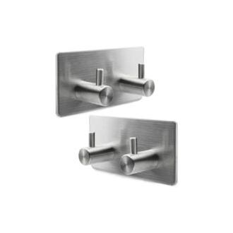 CA Ganchos de pared autoadhesivos Sollbry para colgar, 2 percheros, resistentes al agua (cepillados, paquete de 2)
