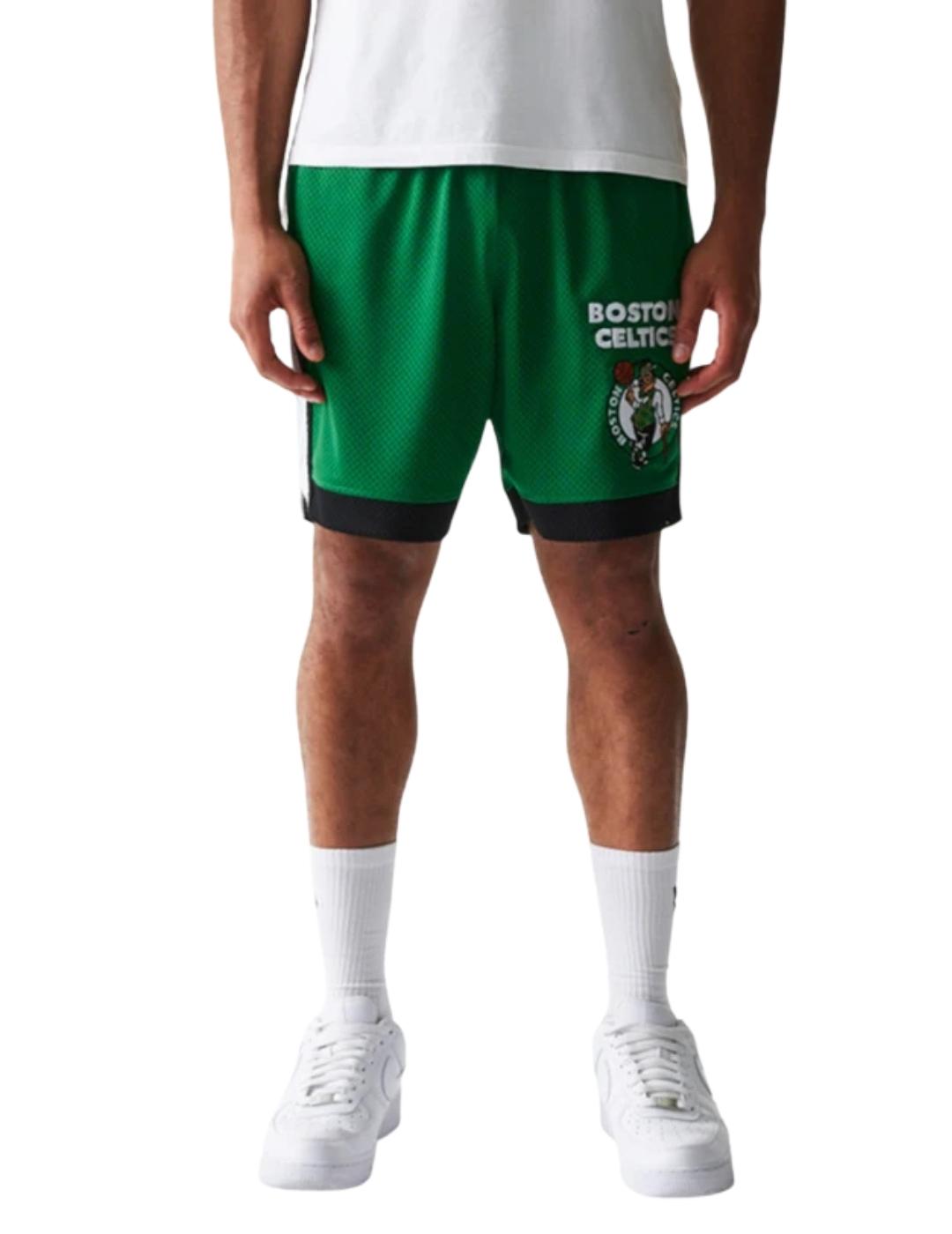 Pantalón corto new era B. Celtics mesh verde de hombre.